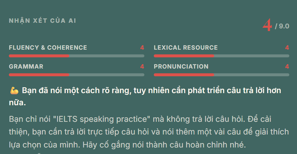 AI speaking evaluation feedback screenshot